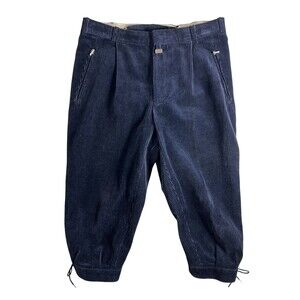Vintage Zeiler Pleated Dark Blue Corduroy German Knickers Jodhpurs  31" x 18.5"